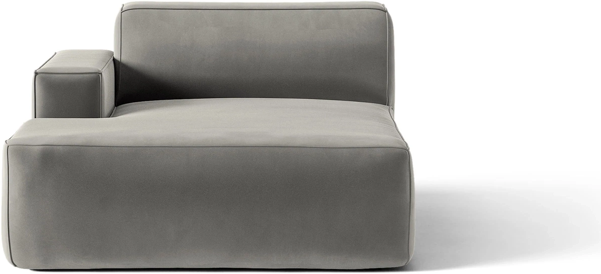 Chaiselong modulsofa Micadoni Jodie, venstrevendt, lysgrå velour 102×162 cm