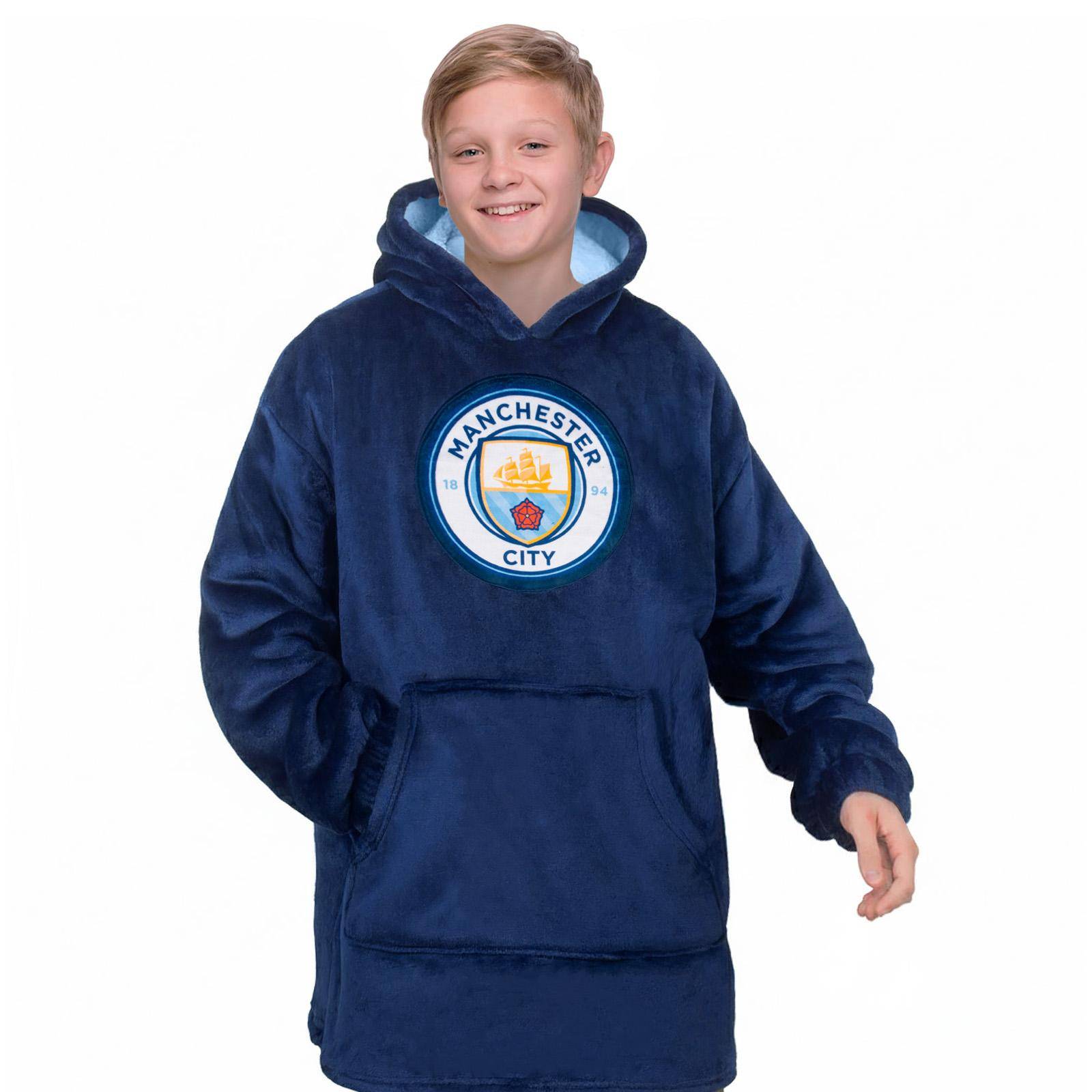 Manchester City FC Barn/Barn Crest Oversized Filt-Hoodie 6-10 Years marinblå färg