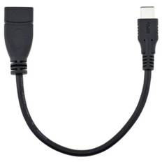 USB-C 3.1 Han til USB-A 3.0 Hun kabel. 0.2m. Sort.