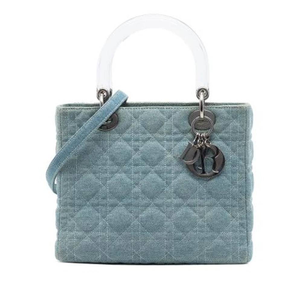 Dior Vintage Pre-owned Lady Satchel - Vintage - Dame - Blå - ONE SIZE - Uld
