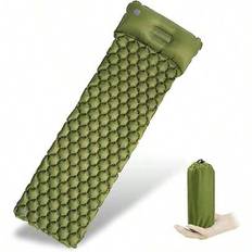 Camping uppblåsbar madrass Liggunderlag Ultralätt kompakt campingmatta sovkudde med kudde Uppblåsbar soffa Luftmadrass - Multifärgad (grön,ArmyGreen)