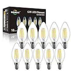 BRIMAX E14 dimbara LED-ljuskandelaberlampor 4W, motsvarande 40W, mjuk varmvit 2700K, C35 energibesparande LED-ljuskandelaberlampa för sänglampor, vägglampor, ljuskronor, paket med 10