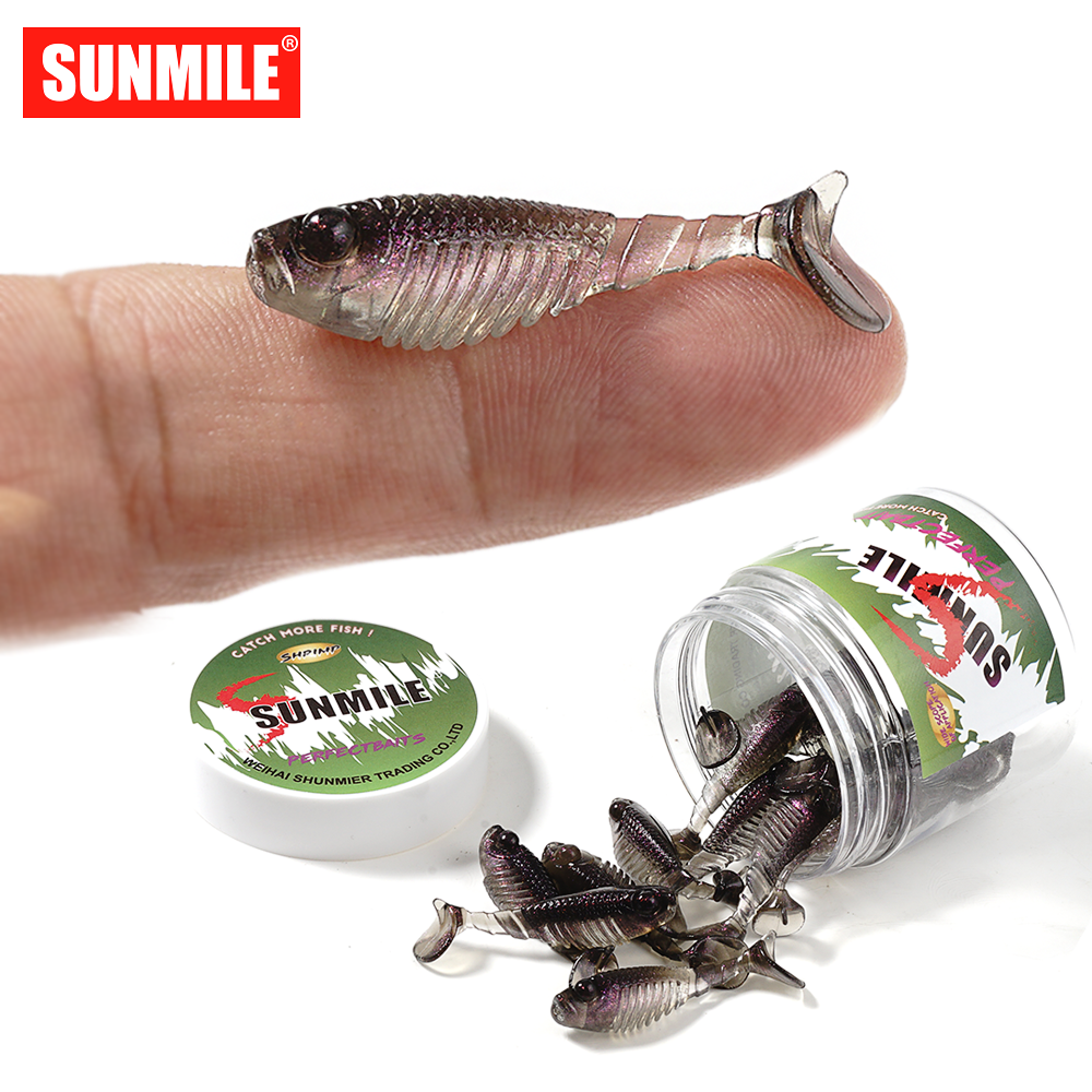 SUNMILE 20pcs Fishing Soft Bait Worm Artificial Baits 3.6cm/0.8g Rock Fishing Wobblers Leurre Souple Lure Perch Trout Bass Lures