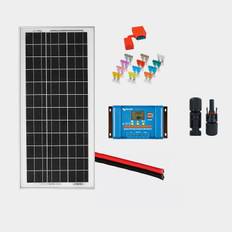 Solcellspaket för fast installation Juni Solar Junction Box, 100 W, monokristallin, hård, 12 V, med aluminiumram, 950 x 535 x 30 mm, med PWM-regulator (10 amp) + kablar + säkringshållare & säkring