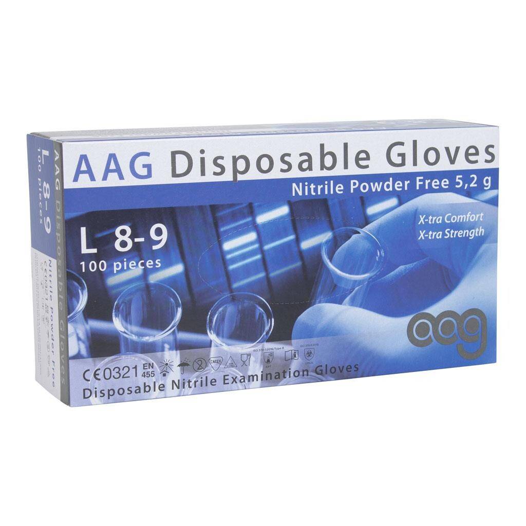 Handske Nitrile AAG Xtra Blå 100 stk (Blå, XL (9-10)).