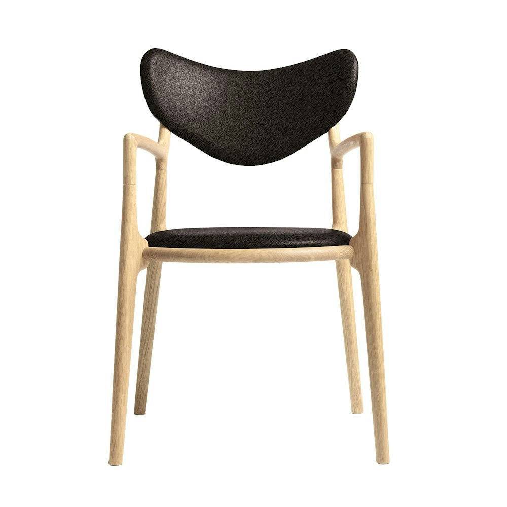 Ro Collection Salon Dining Chair Polstrad Sits Standard Leather Dark Brown Oak/Soaped