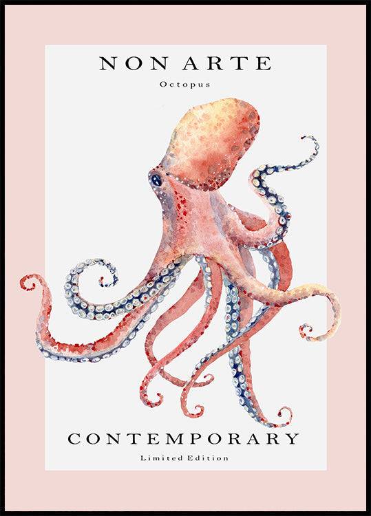 Non Arte Octopus (100x140cm) - Plakater > Konstaffischer, Djur Posters, Illustrationsposters, Akvarell, Natur Posters