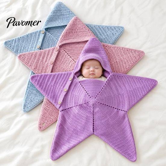 Holiday Festive Baby Clothes Star Knit Sleep Sack, Christmas Newborn Swaddle with Hood, Warm Winter Wear Soft Wool Yarn Romper for 0-3 Months,