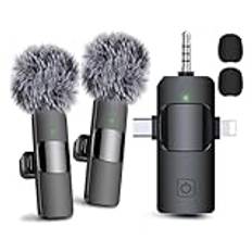 Okeeyseda 3-i-1-mikrofoner med slipssats för Android, kamera, USB-C-mikrofon, minimikrofon med brusreducering