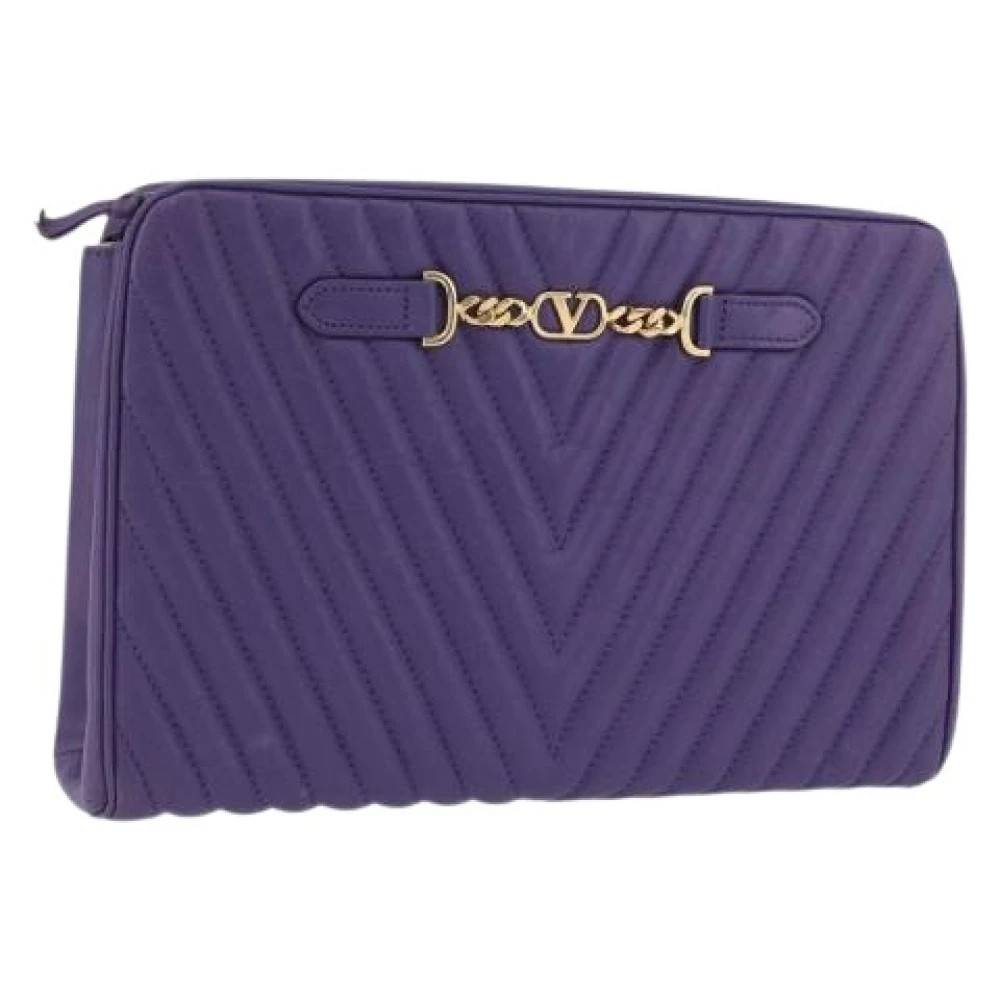Valentino Vintage Pre-owned Vintage Clutch Taske - Vintage - Dame - Lilla - ONE SIZE - Uld