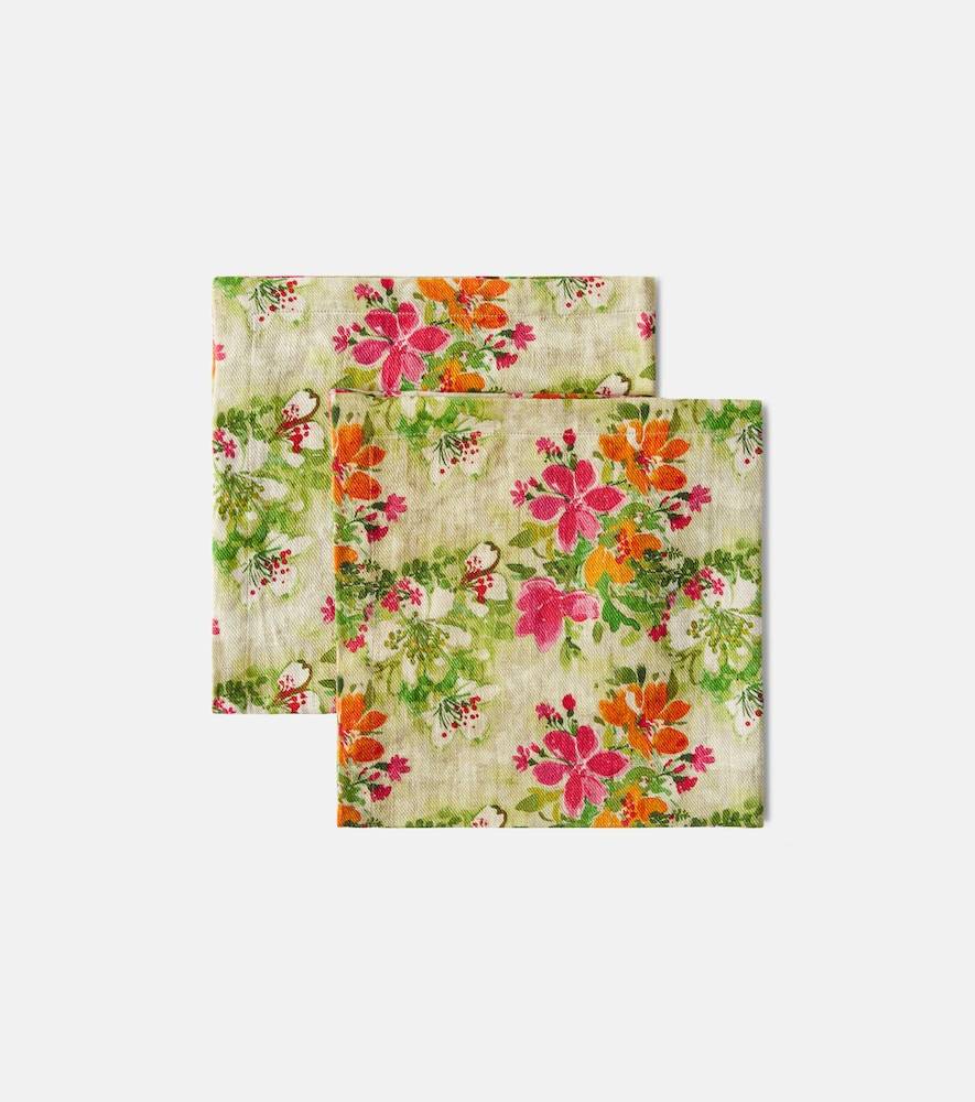 The House of Lyria Potamia set of 2 floral linen napkins