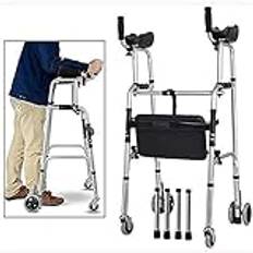 rollator Rörlighetsfällbar fyrhjulsrullator med armstödsdyna och säte, justerbar, lätt bärbar för äldre