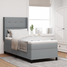 vidaXL Box Spring Seng med Madras Lys Grå 90x200 cm Stof