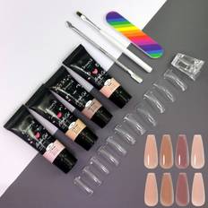 TEMU 9pcs/set 15gx4pcs Poly Gel Nail Extension Gel Nail Kit Nail Polish Kit All In 1 Polygel Nail Art Starter Quick Builder Soak Off Kit Suitable For All Nail Art Decor Accessories