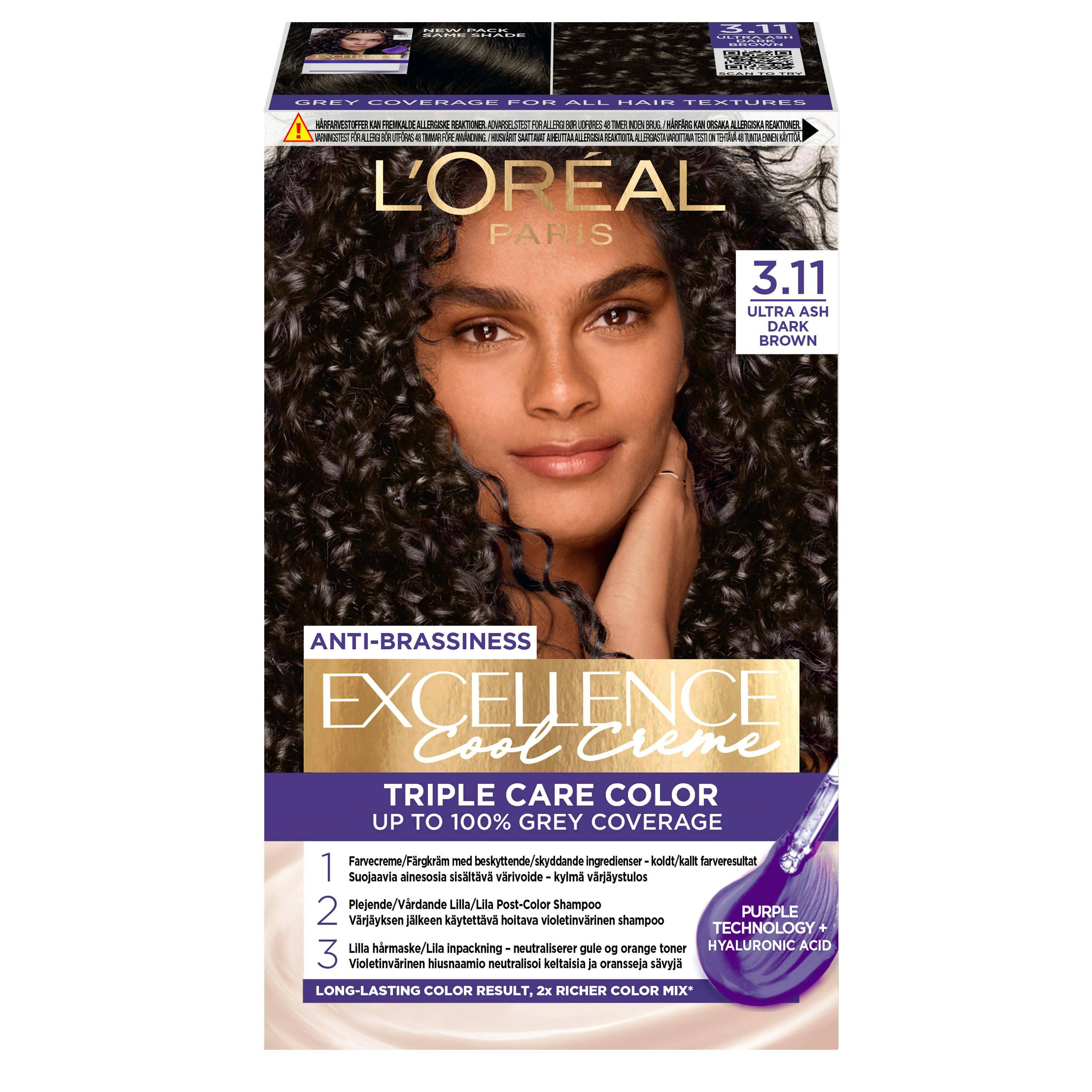 L'Oréal Paris Excellence Creme Hair Color 3.11 Ultra Ash Dark Brown 1 st