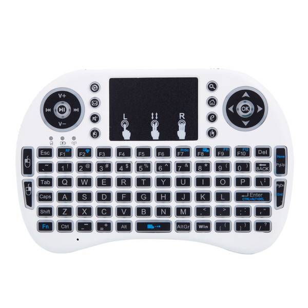 MINI i8 2.4GHz 3-color Backlight Wireless Keyboard with Touchpad White Three Colors LED Backlight US Stock