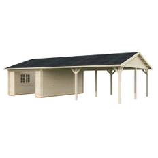 Palmako garage Roger hvidtrykimprægneret 19+33,2 m²