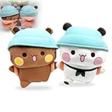WDKXCN Bubu Dudu Plush Toy, Bubu Dudu Plush Toy med hatt och ryggsäck, Bubu och Dudu Plush, Kawaii plysch, söt björn kudde docka leksak, tecknad mjuk anime leksak