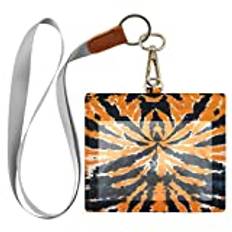 Abstrakt spindel batik orange svart vaccin korthållare PU-läder fodral 10 x 7 cm, transparent CDC vaccin korthållare skydd vattentät vaccin korthållare