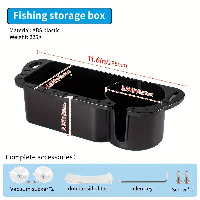 1 Abs Black Fishing Tackle Storage Box With Cup Holder - Multifunctional Sea Fishing Organizer, Sturdy & Stability, Ideal For Yacht & Lure Accessories, Fishing Tackle Box