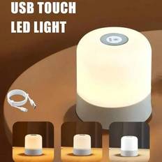 1 st LED-uppladdningsbar touch-lampa för nattlampa, USB-uppladdningsbar 16-färgs touch-skrivbordslampa, 3 lägen, dimbar RGB-belysning för sovrum, sömn - Multifärgad (3 färger utan fjärrkontroll,Fjärrkontroll med 16 färger i band)