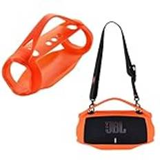 YipuVR Silikonskyddsfodral för JBL Xtreme 4 bärbar Bluetooth-högtalare, skyddande mjukt skinnfodral för JBL Xtreme 4 högtalartillbehör inget bärband endast fodral (orange)