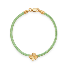 Flora Danica - Firkløver lys grøn silkearmbånd forgyldt - flc-silk-lightgreen-18-g