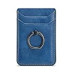 DMaos Korthållarfodral med ring, 2 delar RFID-kreditplånbok syntetiskt läder självhäftande på baksidan för iPhone Samsung Smartphone - blå, Blått (Cow blue), S, Modern