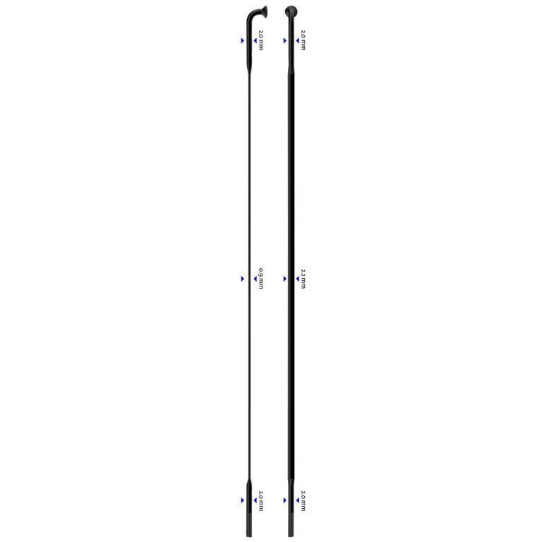 Sapim CX-Ray Inox 14G J-Bend Svart Eker 1 stk, 284mm (284 mm)