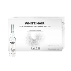 Labo, vitt hår Stop & Reverse The Greying Process, Serum för behandling av ampuller, för hårbotten, för män, 20 stycken, 3,5 ml