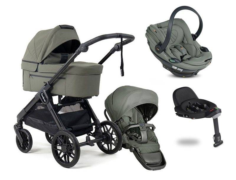 Emmaljunga Sento Max duovagn Ergo+ 2027 + BeSafe Go Beyond 2 babyskydd + Isofixbas