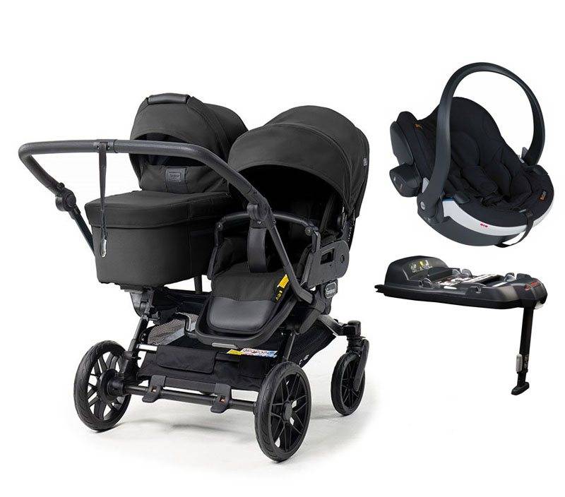 Emmaljunga Double Sento syskonvagn 2027 + BeSafe iZi Go Modular X2 babyskydd + isofixbas