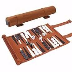 Travel Backgammon Set - Roll Up Backgammon Set, 2 spelare klassiska backgammon set med premium läderfodral för brädspel