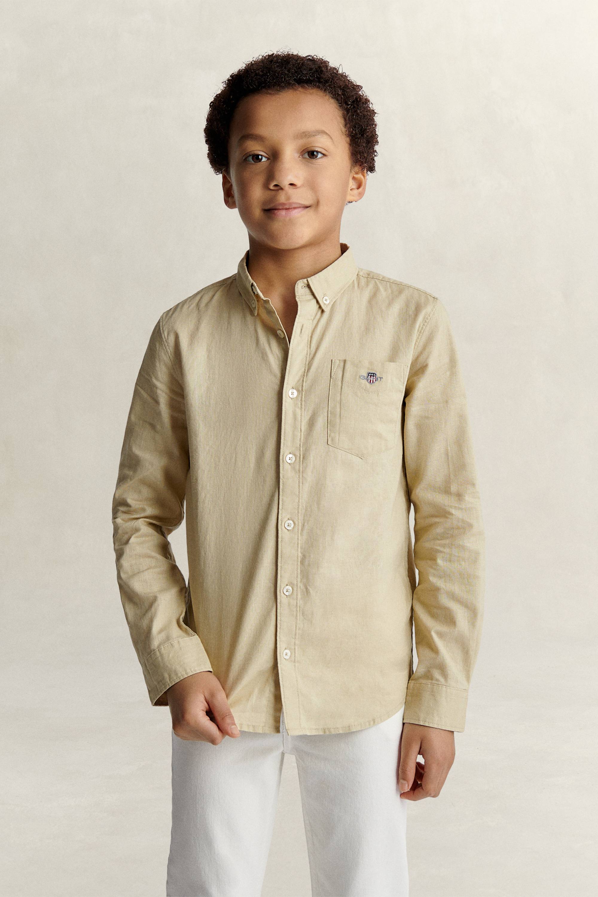 GANT Teenagere Teen Boys skjorte i hørblanding (170) OAT BEIGE
