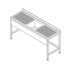 Diskbänk - 1 handfat - med bakplatta - 120 x 60 cm