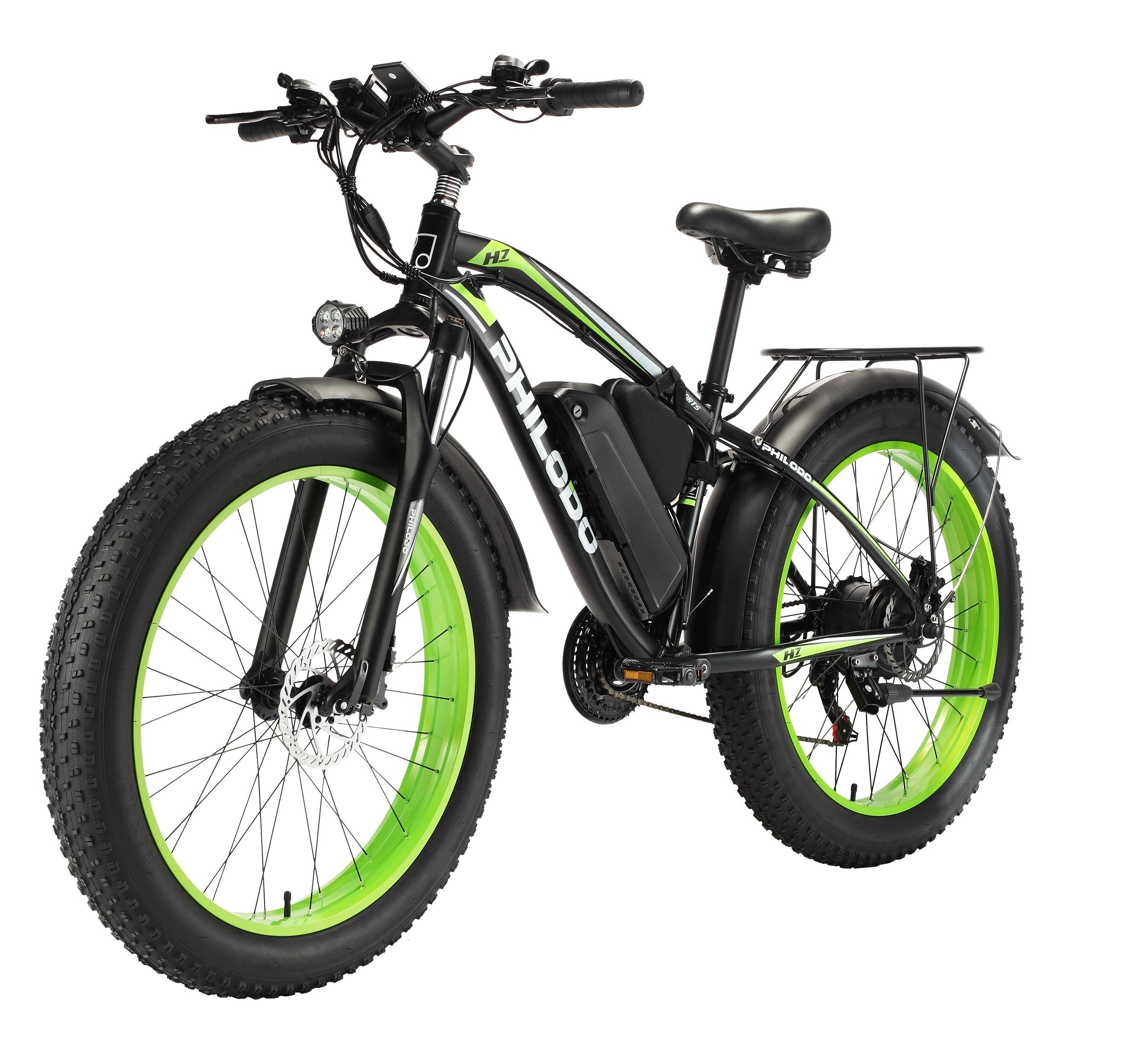 PHILODO H7PRO Elcykel 48V17.5AH Batteri med Stor Kapacitet Långräckviddig Pendlar-E-cykel för Vuxna Perfekt för Daglig Pendling & Utomhusresor grön