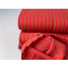 Dobbelt gauze - garnfarvede striber i intens fuchsia og terracotta