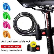 Titanker Cykellås, Cykellås Vajer Spirallås Säkert Cykellås Med Nycklar Scooterlås Cykellås Kraftigt Stöldskyddande Cykelvajerlås Med Monteringsfäste - Multifärgad (svart)