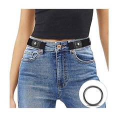 JasGood Schnallenfreier Damen Stretch Elastischer Gürtel für Damen Herren, Plus Size Keine Schnalle Unsichtbarer Gürtel für Jeans Hosen, Schwarz, 44cm(Für Hosengröße 60cm-85cm)