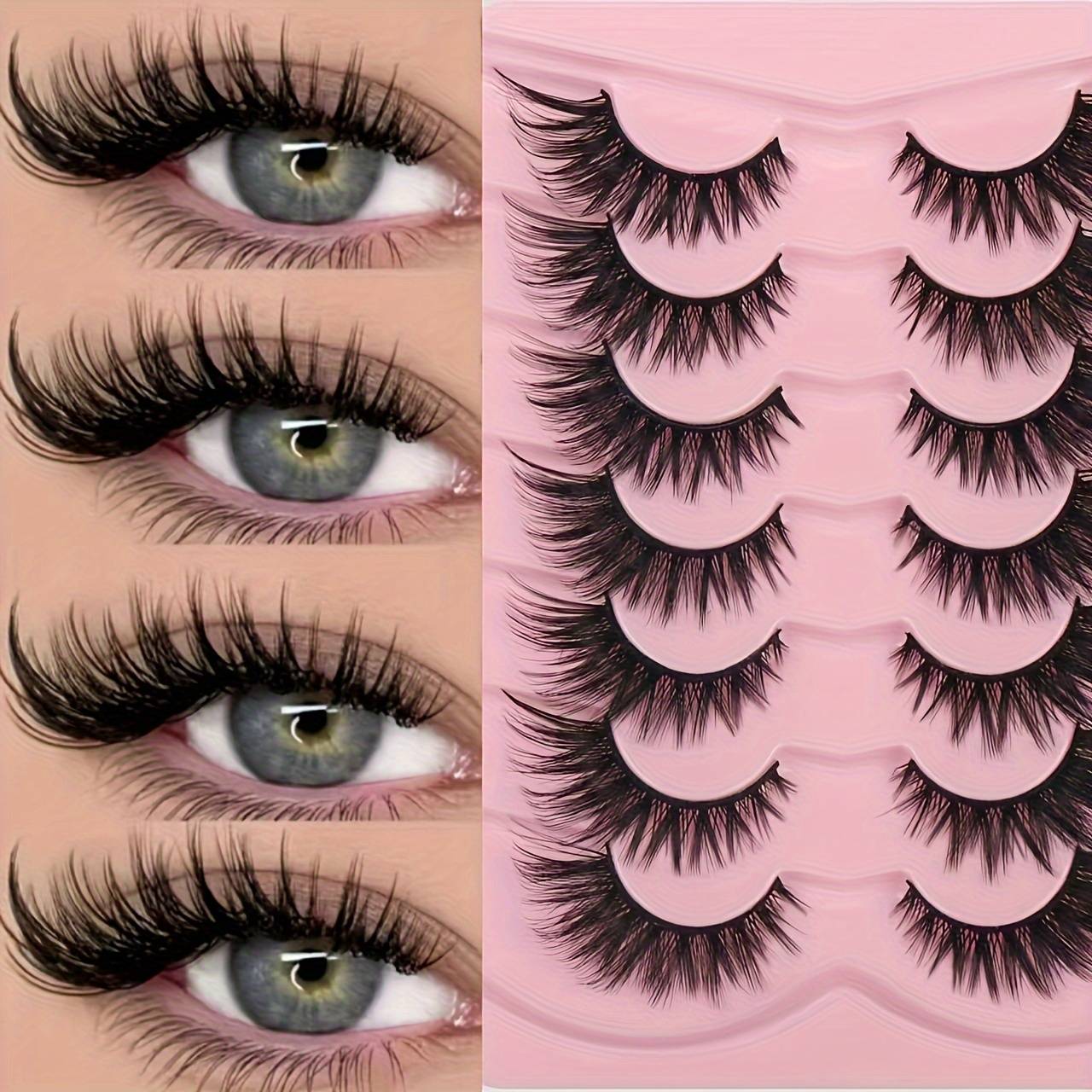 TEMU Luxurious 3d Plush Cat-eye Fox False Eyelashes - Thick, Fluffy, And Lightweight, Perfect For Beginners | Reusable Styles (c/d , 10-12mm/16-18mm/6-9mm)