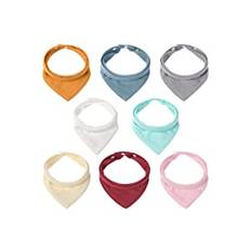 Vicloon baby haklappar, 8 st triangulära haklappar 100% bomull baby bandana haklappar med justerbara knappar, mjukt absorberande ventilerande, för unisex baby