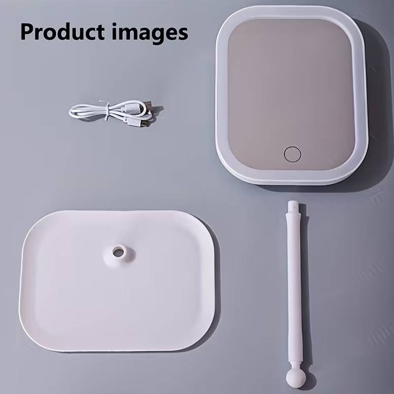 360° Rotatable Led Makeup Mirror With 3 Color Lights, Touch Control Dimmable Vanity Mirror, Rechargeable Battery, Portable Foldable Design With Stand, Compact Travel Cosmetic Mirror, Perfect Ch
