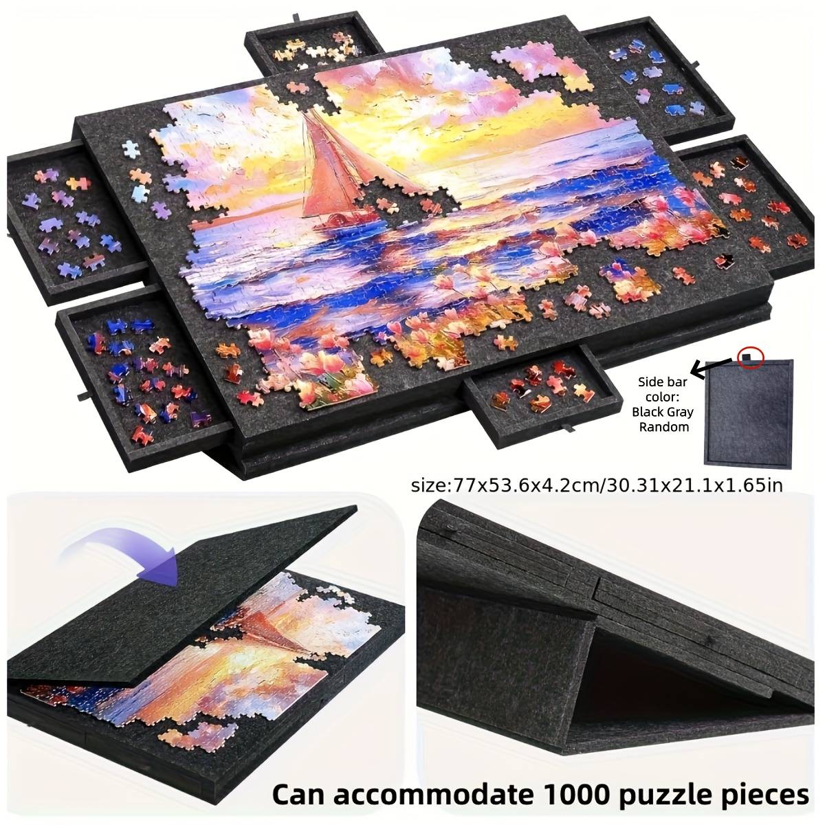 TEMU 2-in-1 Puzzle Mat And Puzzle Board | Foldable Design With A Portable Handbag | Universal Options, Suitable For 1000pcs Puzzles, Tilted Puzzle Mat