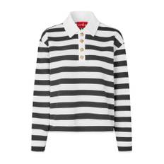 Cras, Top, Dame, Hvid, 2XL, Uld, Stribet langærmet polo bluse