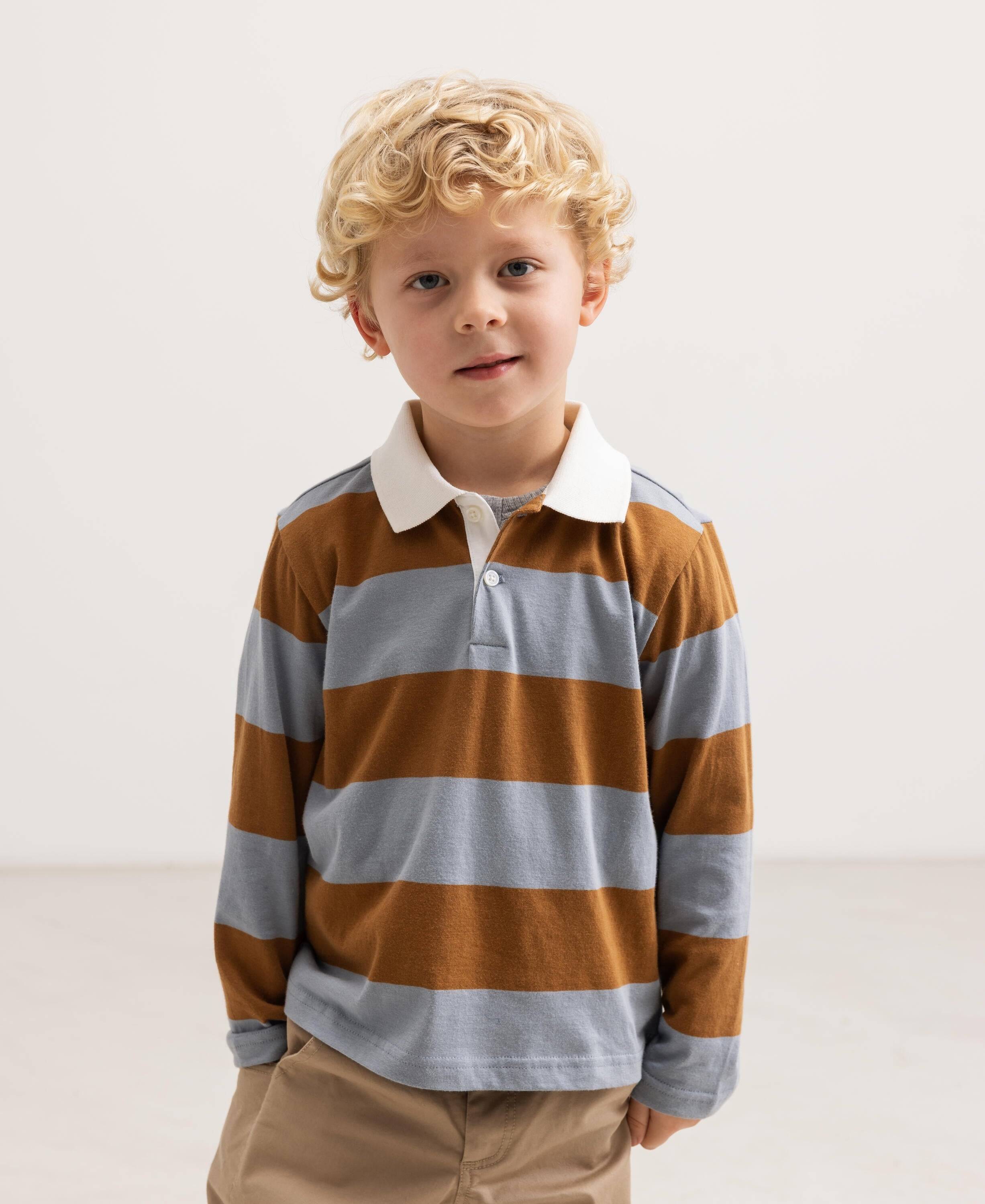 MarMar Copenhagen Tad Polo LS Stl. 5Y/110 unisex - Toppar Från Magasin - Monsoon Blue Stripe (5Y/110)