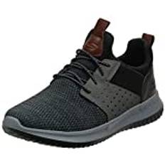 Skechers Herren Delson Camben Sneaker, Black Gray Mesh W Synthetic, 45.5 EU