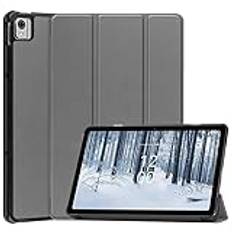 Tri-Folding Stand Magnetic Flip Tablet Cover Lämplig for Nokia T21 10,4 tum TA-1495 2022 Tablet PU Läderfodral(Gray)