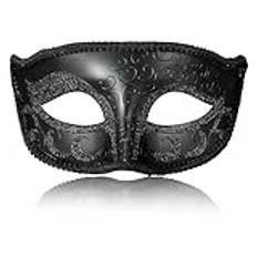 MYSEUNI 2025 Ny svart maskerad mask för män – retro venetiansk maskad för män – halloween fest mardi gras maskad boll