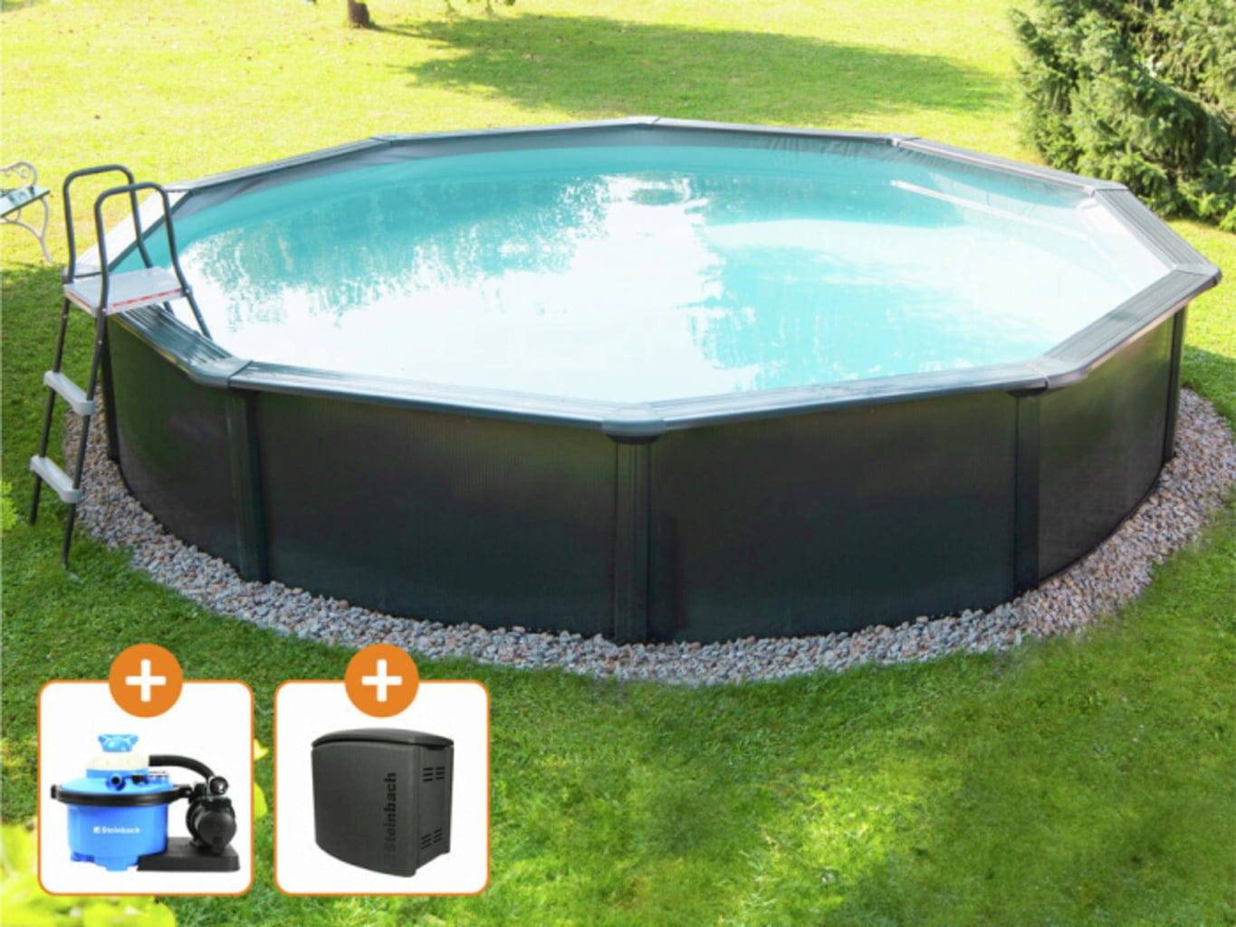 Stålväggspool Set Novo de Luxe II Medium