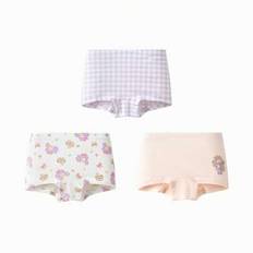 Babyflickor bomullsunderkläder 3-pack boxershorts andningsbara - Röd-lila nyans (7Y,5Y,3-4Y,18-24M,8Y,10Y,12Y)
